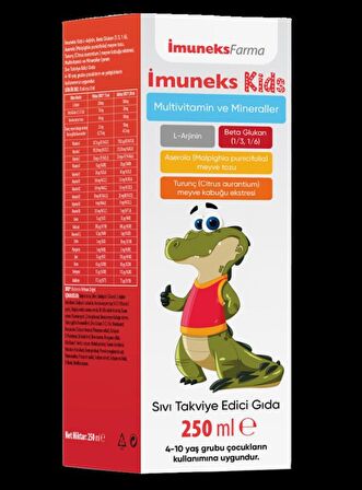 Imuneks Kids Multivitamin ve Mineraller İçeren Sıvı Takviye Edici Gıda 250 ml