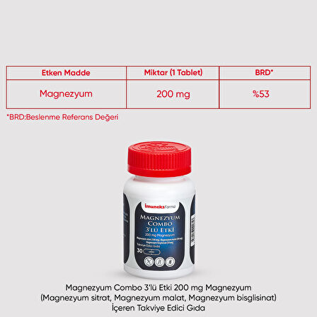 Magnezyum Combo 200 Mg 30 Tablet x 3 Adet