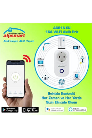 Alpsmart As816eu Akıllı Wifi Priz - Zaman Ayarlı 16a