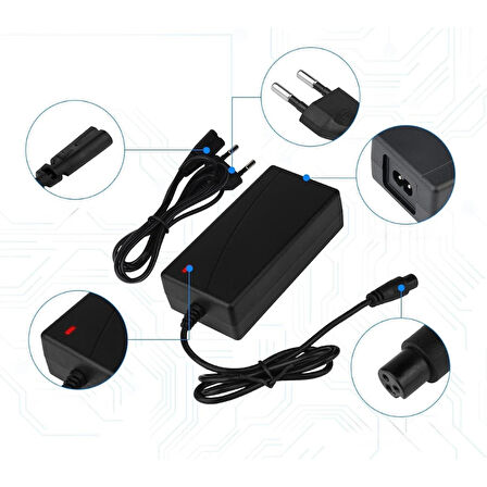 42v 2a Scooter, Hoverboard Kaykay Şarj Aleti Adaptörü Smart Balance/powerway/citymate Uyumlu Adaptör