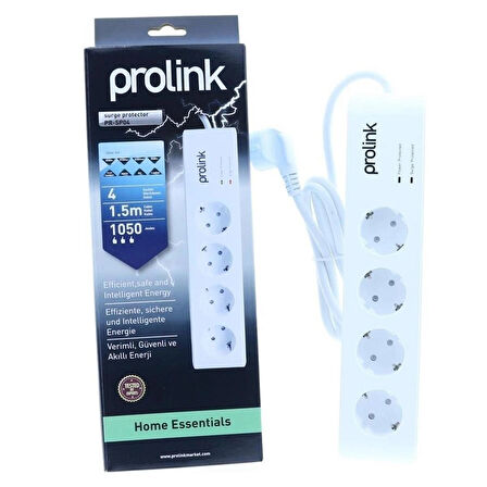 Prolink PR-SP04 4'lü 1.5 m Beyaz Akım Korumalı Priz