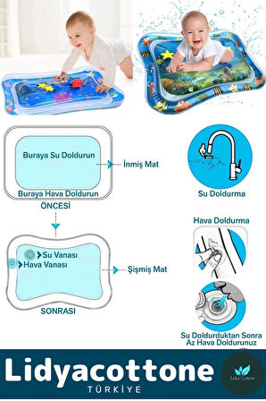 Su Oyun Matı Tummy Time Emekleme Dayanıklı Sızdırmaz Bebek Aktivite Oyuncağı Emekleme Yatak Minder