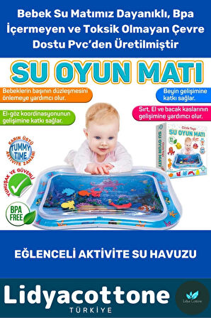 Su Oyun Matı Tummy Time Emekleme Dayanıklı Sızdırmaz Bebek Aktivite Oyuncağı Emekleme Yatak Minder