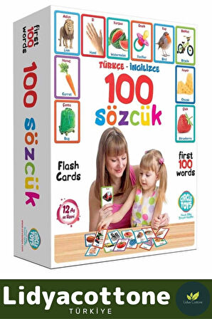 Yabancı Dil Eğitici Zeka Geliştirici Çocuk İlk 100 Sözcük İngilizce Türkçe Kartlar