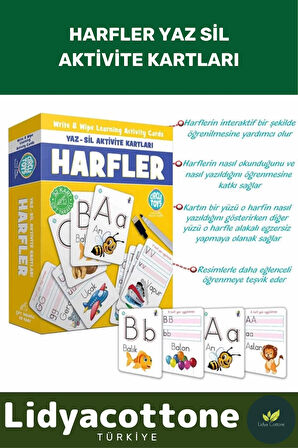 Zeka Geliştirici Kişisel Gelişim Çocuk Harfler Yaz Sil Aktivite Kartları Koordinasyon Geliştirici
