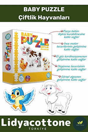 Premium Zeka Geliştirici Eğitici Çocuk El Göz Koordinasyonu Baby Puzzle Çiftlik Hayvanları