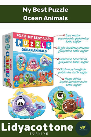 Premium Zeka Geliştirici Eğitici Çocuk El Göz Koordinasyonu My Best Puzzle Okyanus Hayvanları