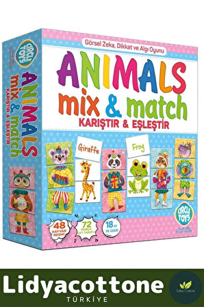 Premium Zeka Geliştirici Çocuk El Göz Koordinasyonu Animals Mix & Match Karıştır Eşleştir Eğlen