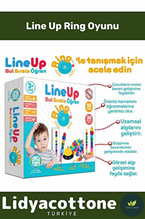 Premium Motor Becerileri Görsel Algıları Geliştiren Dikkat Sağlayan İpe Çubuğa Boncuk Dizme Oyunu