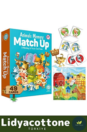 Premium Hafıza Güçlendiren Zeka Geliştirici Çocuk El Göz Kordinasyonu Animals Memory Match Up