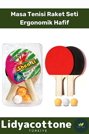 Premium Masa Tenisi Seti Ergonomik Dayanıklı Kaliteli Renkli Şık 2 Adet Raket 3 Adet Pinpon Topu