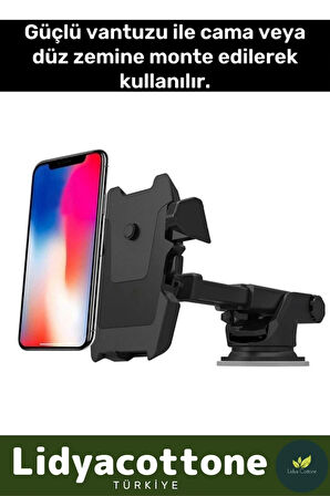 Araba Içi Telefon Tutacağı Premium Uzayabilen Ayarlanabilir Vantuzlu Araç İçi Çok Fonksiyonlu