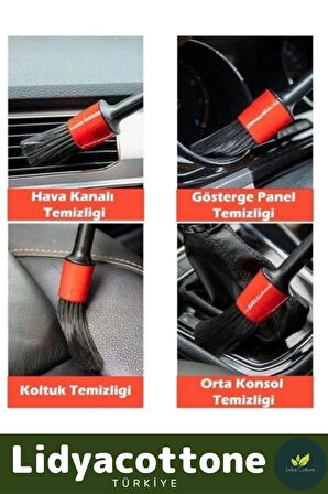 Premium Oto Uyumlu Araç Detaylı Temizlik Fırçası-5+1 Oto Araba Yıkama Klima Temizleme Fırçası