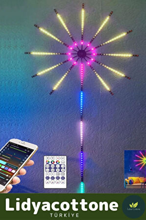 LED Duvar Lambası Telefon Uygulama Kumanda Akıllı Aydınlatma Salon Ev Yatak Odası Gamer RGB Firework