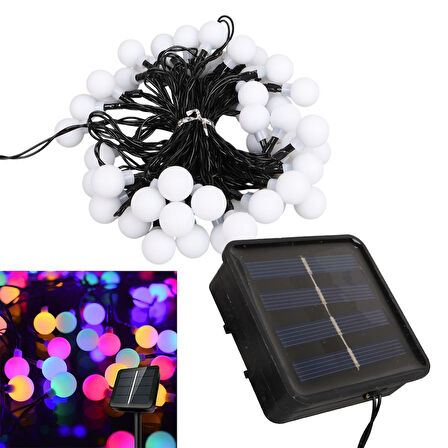 Winnboss EKL-12 7 Metre 50 Top Ledli Renkli 8 Modlu Solar Güneş Enerji Panelli Dış Mekan Aydınlatma Led 5 Watt