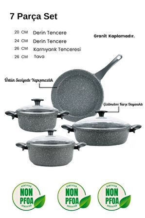 Thermoad 7 Parça Granit Döküm Tencere Seti