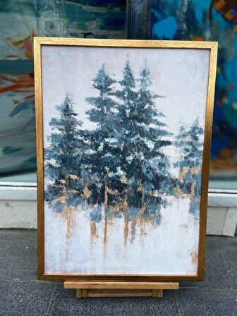 Yağlı Boya Dokulu Tablo Soyut Ağaçlar Manzara U01001