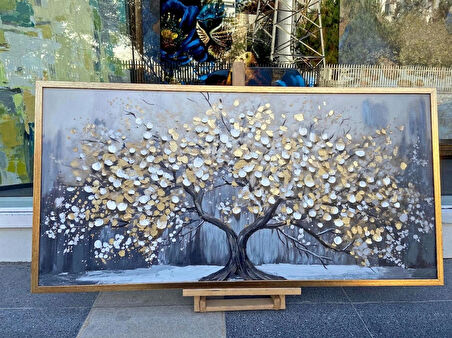 Yağlı Boya Dokulu Tablo Tekli Soyut Ağaç U01005