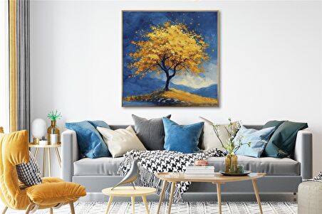 Yağlı Boya Dokulu Tablo Tekli Sarı Ağaç U01013