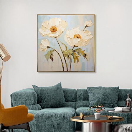 Yağlı Boya Dokulu Tablo Spatula Modern Çiçekler U02010