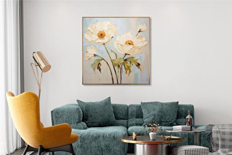 Yağlı Boya Dokulu Tablo Spatula Modern Çiçekler U02010