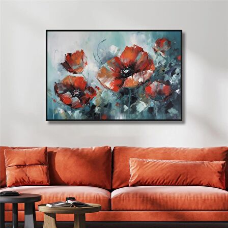 Yağlı Boya Dokulu Tablo Modern Kırmızı Gelincikler U02016