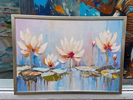 Yağlı Boya Dokulu Tablo Soyut Modern Çiçekler U02023