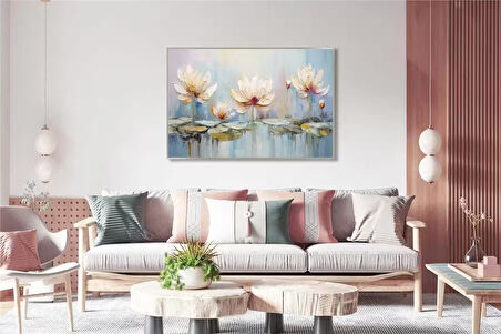 Yağlı Boya Dokulu Tablo Soyut Modern Çiçekler U02023