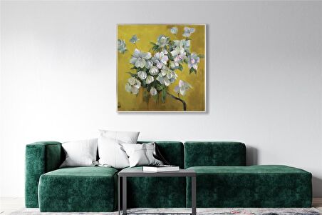Yağlı Boya Dokulu Tablo Dalda Modern Bahar Çiçekleri U02024
