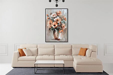 Yağlı Boya Dokulu Tablo Vazoda Çiçekler U02048