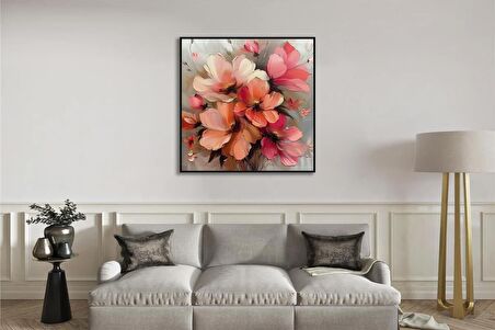 Yağlı Boya Dokulu Tablo Modern Renkli Gelincikler U02057