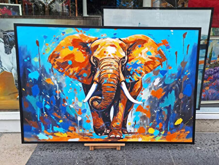 Yağlı Boya Dokulu Tablo Modern Fil U04009