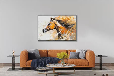 Yağlı Boya Dokulu Tablo Kahverengi At U04011