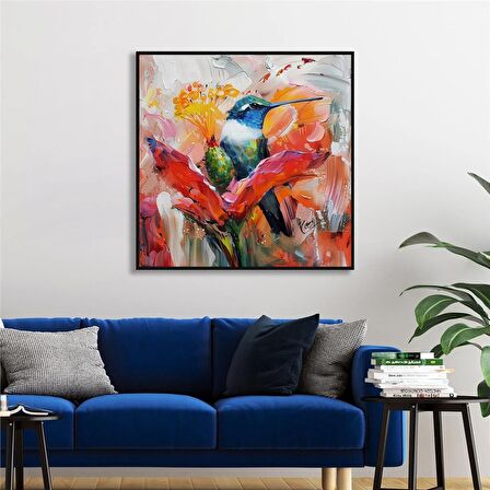 Yağlı Boya Dokulu Tablo Modern Renkli Sinek Kuşu U04028