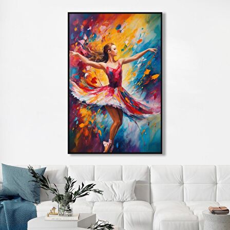 Yağlı Boya Dokulu Tablo Modern Renkli Balerin U05002