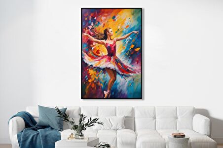 Yağlı Boya Dokulu Tablo Modern Renkli Balerin U05002