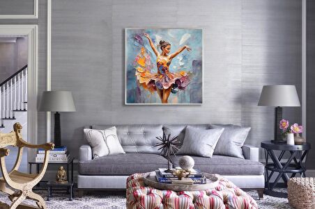 Yağlı Boya Dokulu Tablo Modern Renkli Balerin U05003