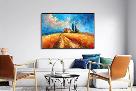 Yağlı Boya Dokulu Tablo Modern Buğday Tarlası Manzarası U06018