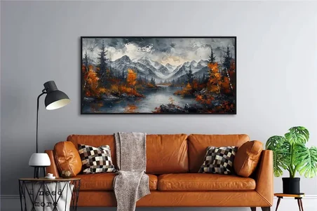 Yağlı Boya Dokulu Tablo Modern Karlı Doğa Manzarası U06021