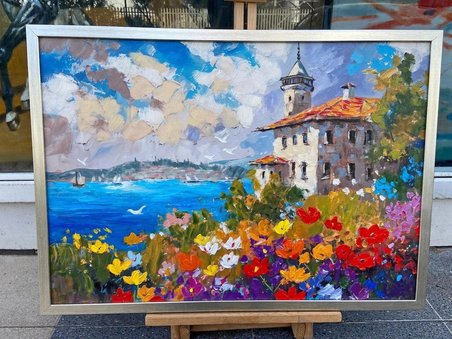 Yağlı Boya Dokulu Tablo Modern İstanbul Manzarası U06024