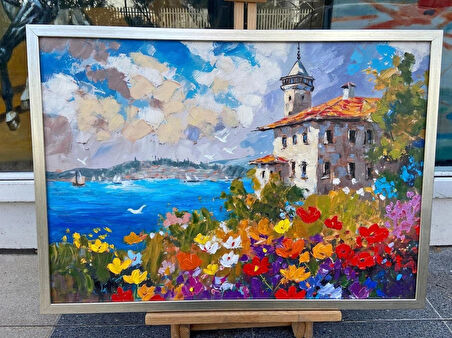 Yağlı Boya Dokulu Tablo Modern İstanbul Manzarası U06024
