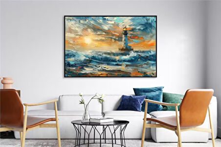 Yağlı Boya Dokulu Tablo Kırmızı Gelincikler ve Köy Evi Manzarası U06030