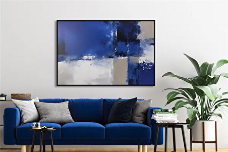 Yağlı Boya Dokulu Tablo Lacivert Siyah Gri Soyut U08029