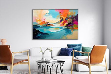 Yağlı Boya Dokulu Tablo Renkli Soyut Manzara U08034