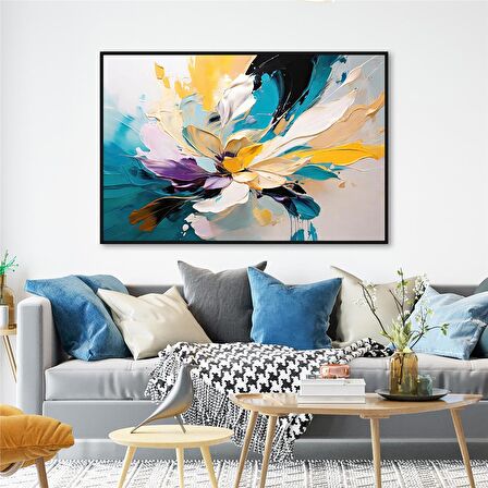 Yağlı Boya Dokulu Tablo Soyut Modern Tekli Çiçek U08037