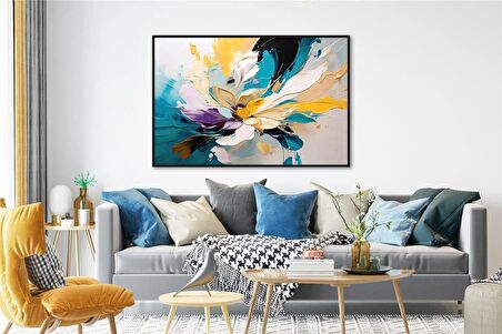 Yağlı Boya Dokulu Tablo Soyut Modern Tekli Çiçek U08037