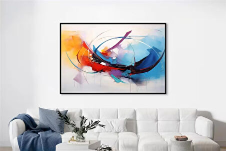 Yağlı Boya Dokulu Tablo Kırmızı Beyaz Mavi Soyut U08047