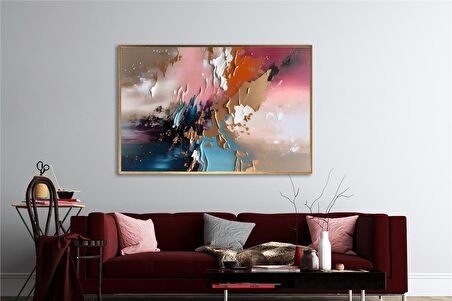 Yağlı Boya Dokulu Tablo Mor Pembe Mavi Soyut U08059