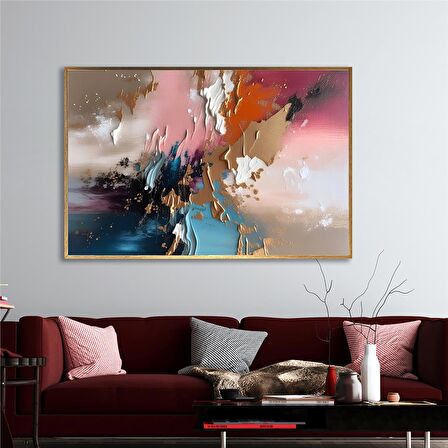 Yağlı Boya Dokulu Tablo Mor Pembe Mavi Soyut U08059