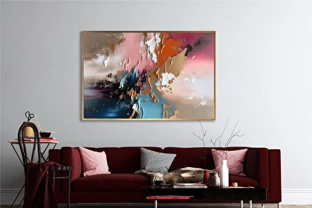 Yağlı Boya Dokulu Tablo Mor Pembe Mavi Soyut U08059